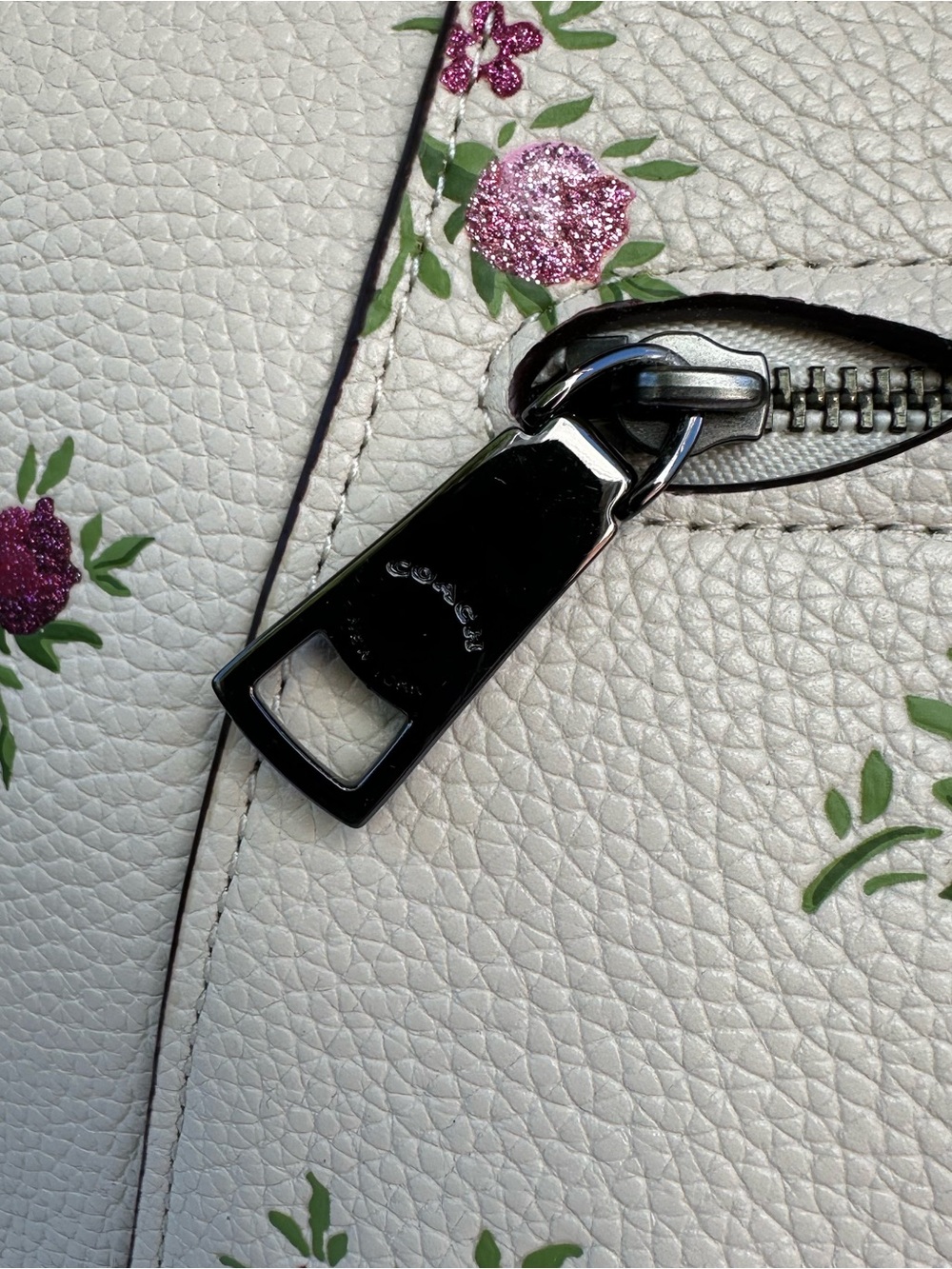 COACH Prairie Satchel Chalk White Floral Wildflower Pebble Leather Bag 22829 - Picture 13 of 16